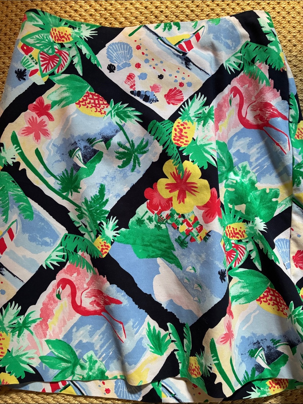 Talbots Black Tropical Floral Print Skirt with Bright Accents